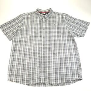 The North Face Shirt Mens XL Gray White Check Pattern Button Down Fishing